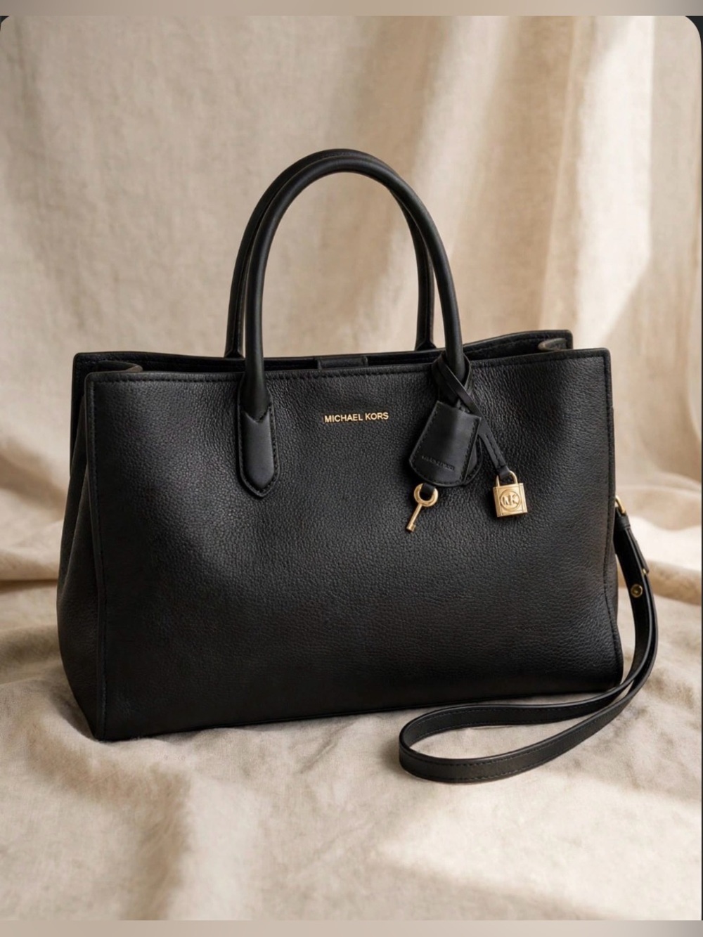 Michael Kors Scarlett Medium Leather Satchel Bag Black